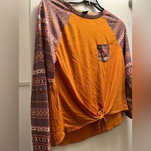 Burnt Orange Cruel Denim Long Sleeve Shirt, Size M
